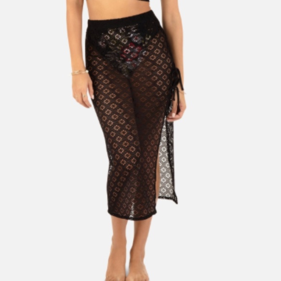 InMocean Dresses & Skirts - Women's Summer Crochet Tie Side Maxi Skirt in Black, Size XL NWT